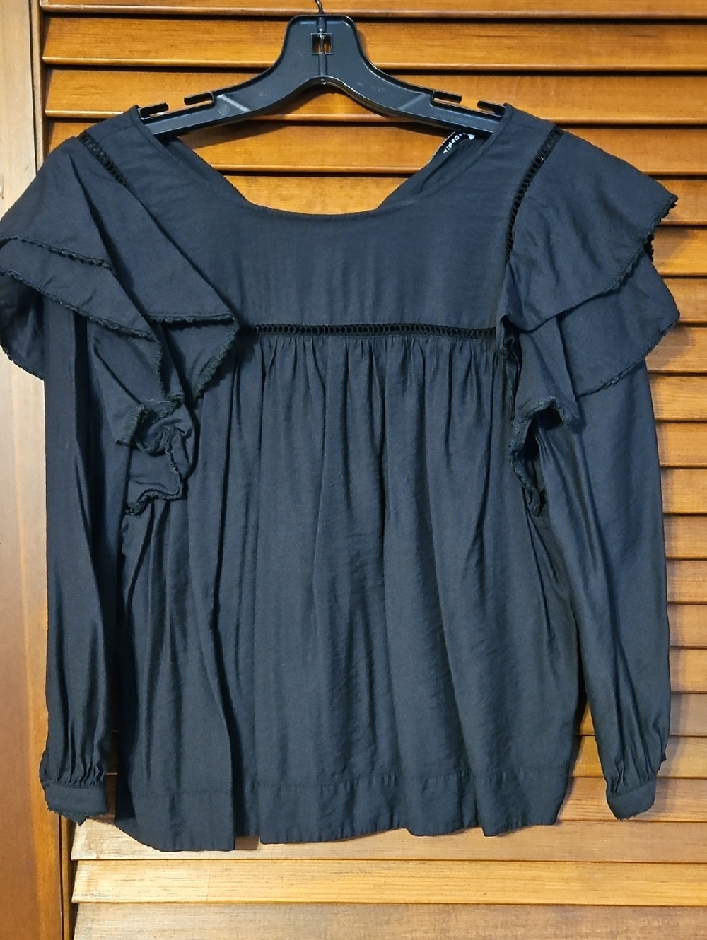 Rebecca Minkoff Black Ruffle Sleeve Peasant Blouse